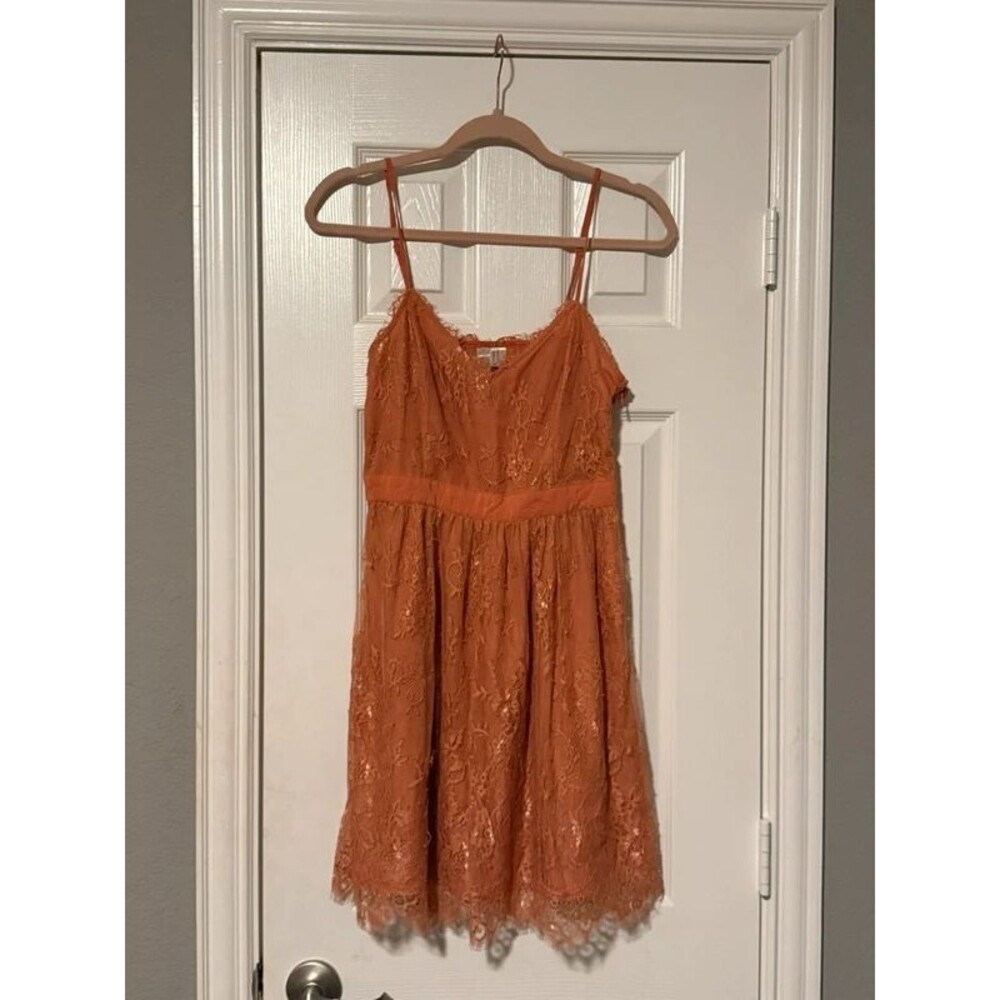 Terracotta Floral Lace Mini Dress